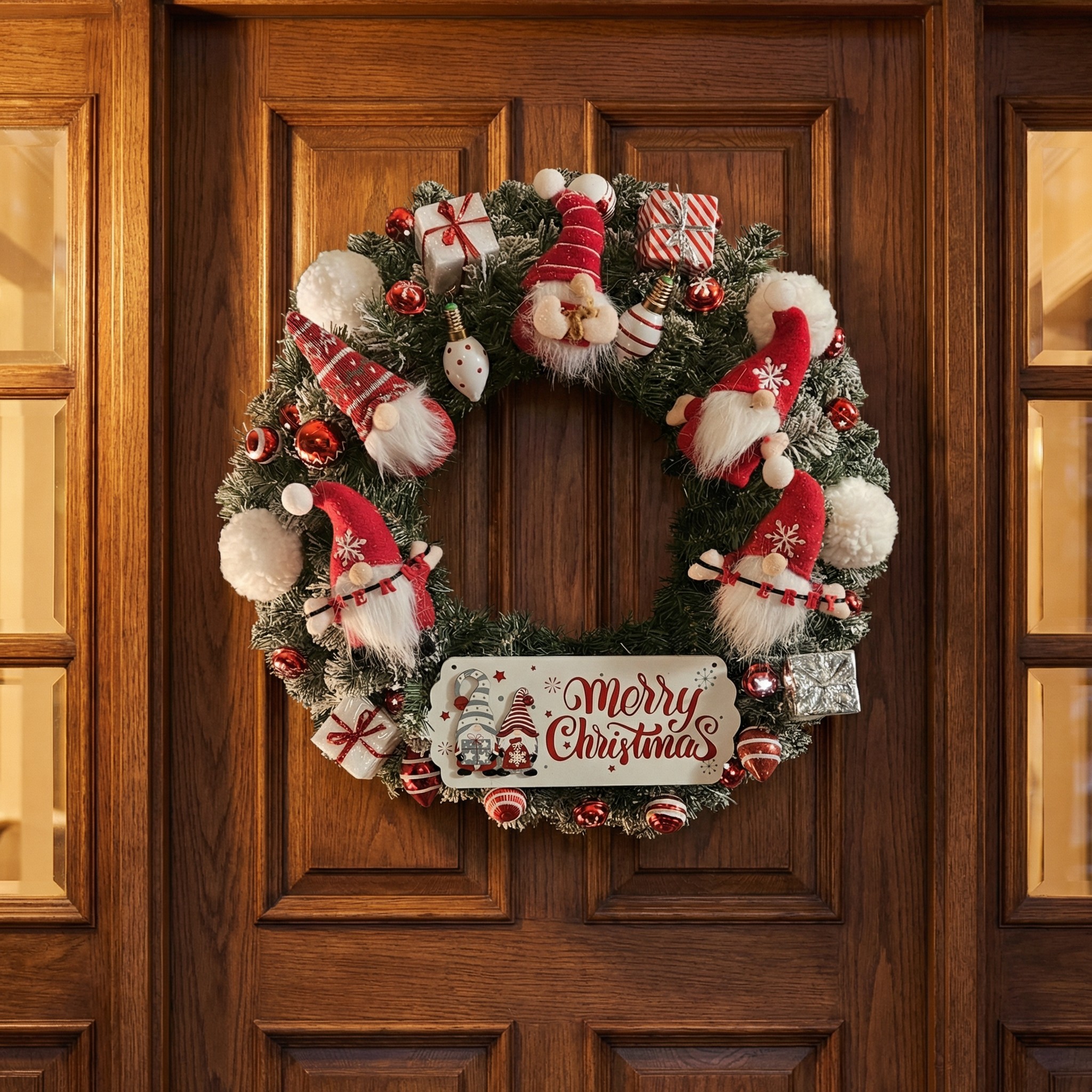 Merry Christmas Gnomes Wreath