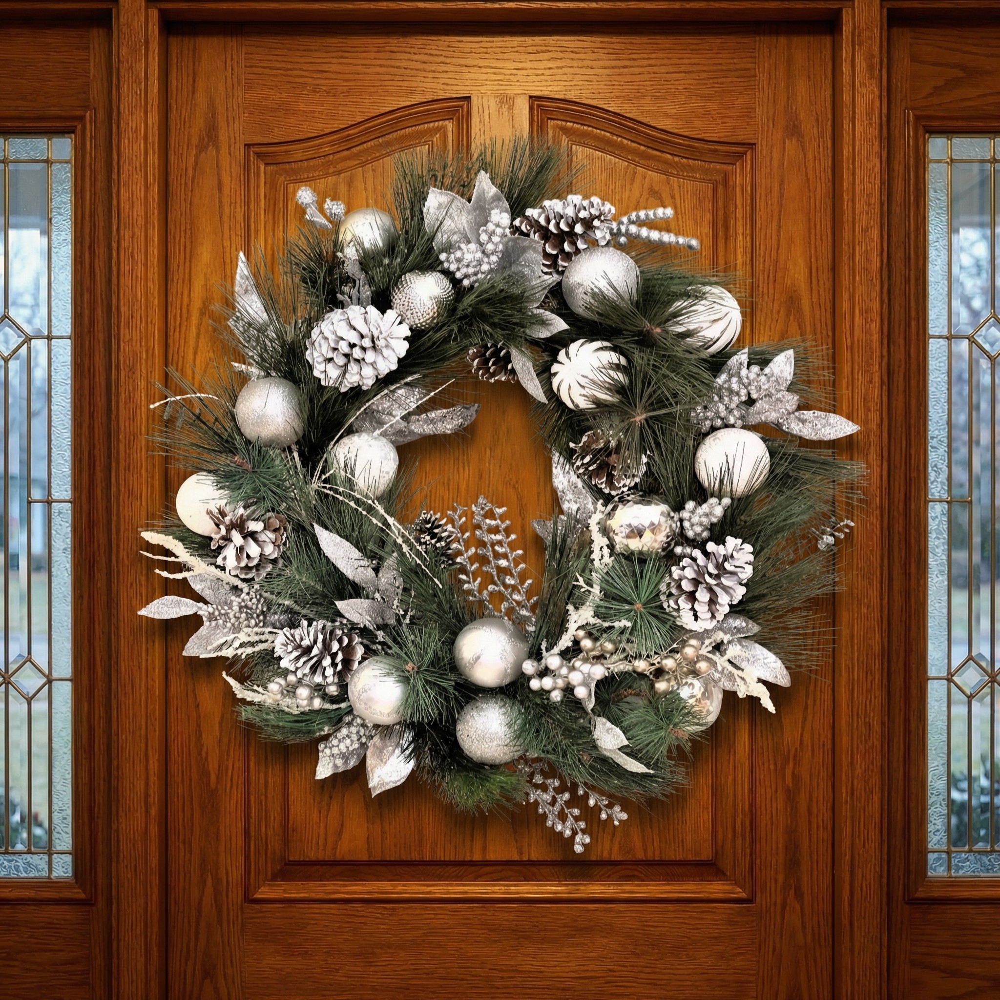 Frosted Silver Pine Luxury Christmas Wreath