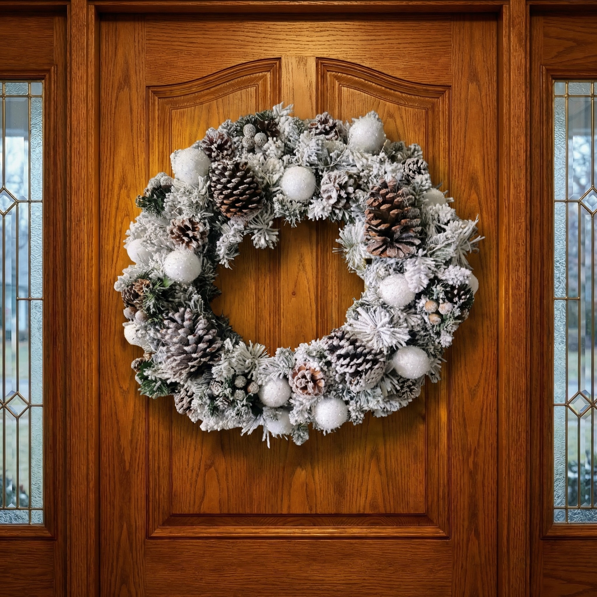 Frosted Pine Cone Abundance Christmas Wreath