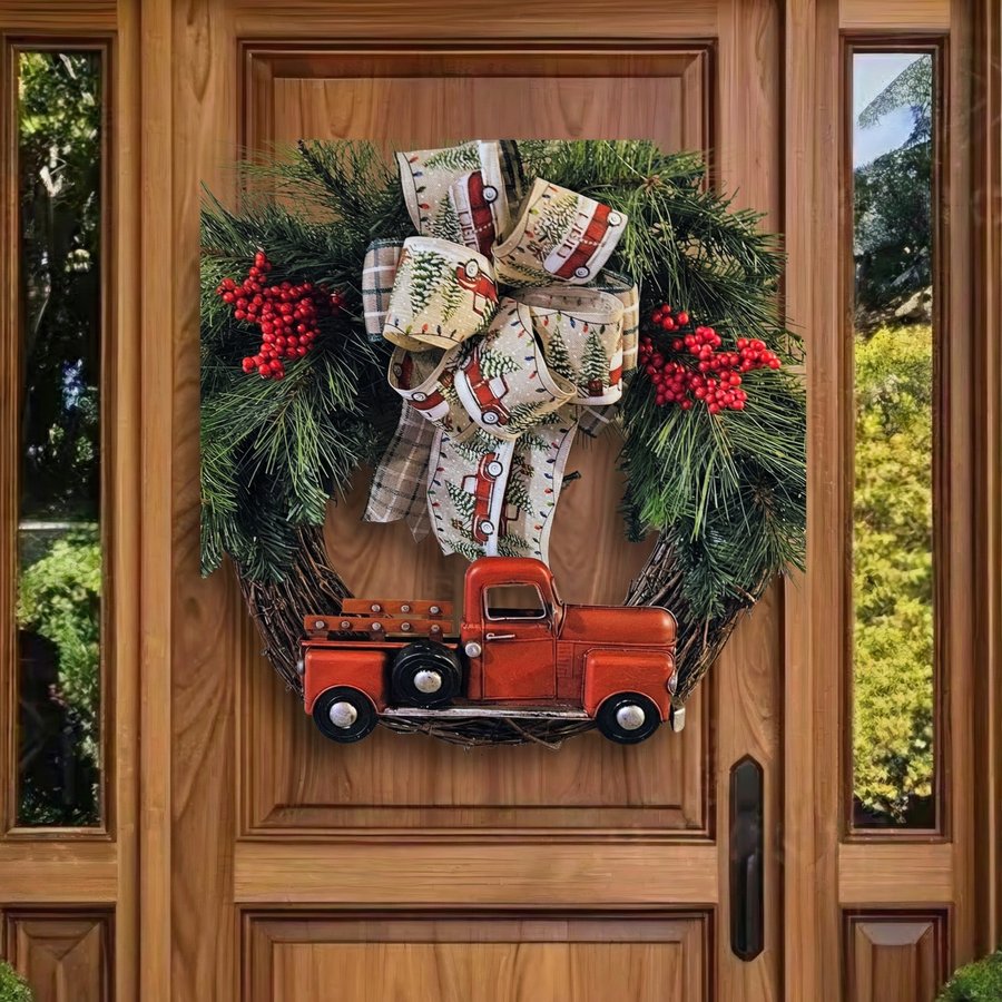 Red Truck Grapevine Christmas Wreath