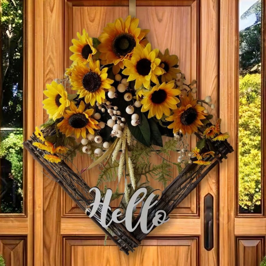 Hello Sunflower Fall Wreath