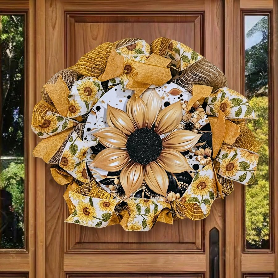 Sunflower Deco Mesh Wreath