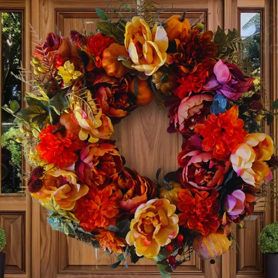 Fall Peony Harvest Wreath