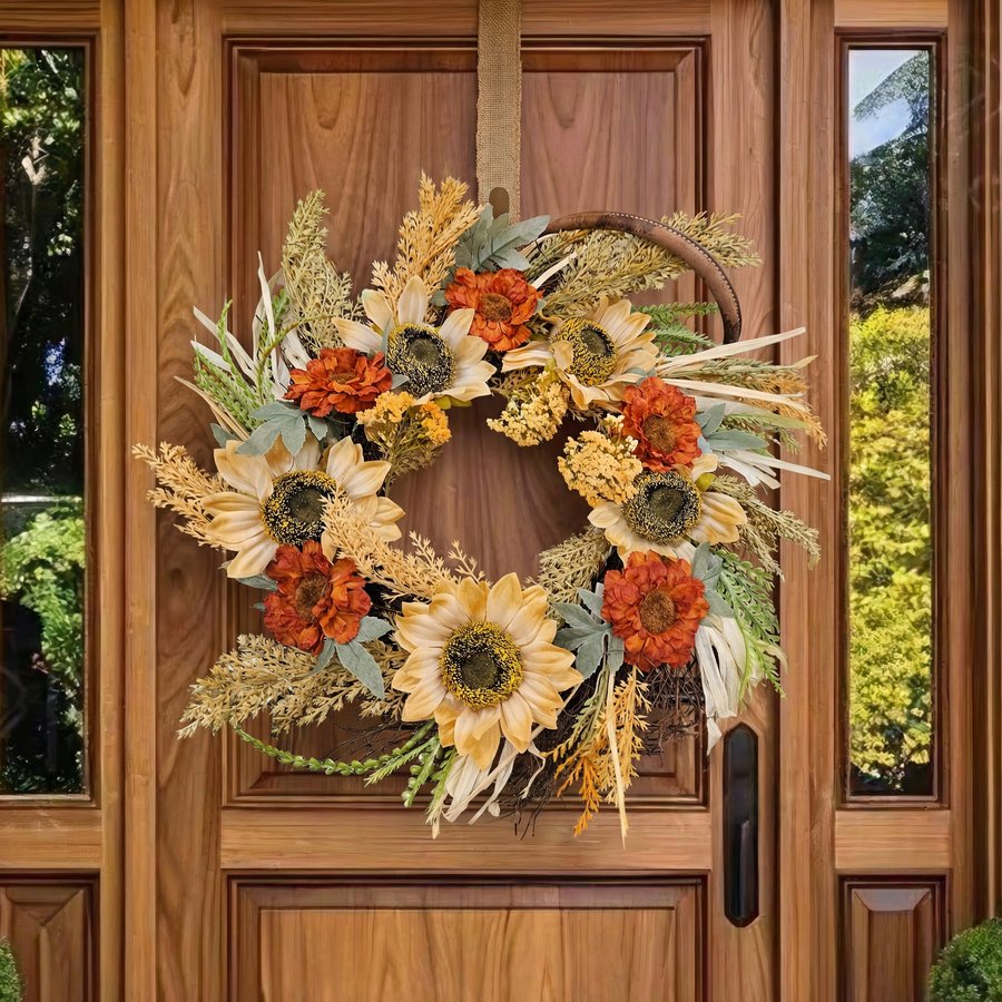 Cream Sunflower Rust Wreath