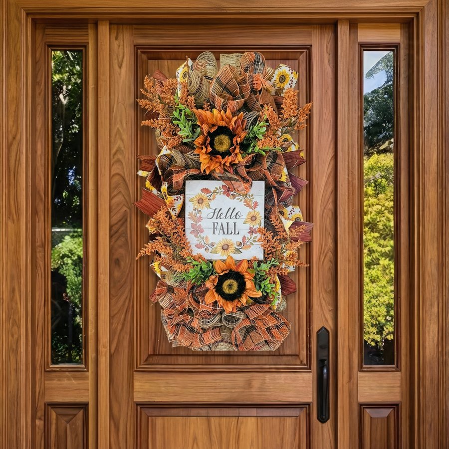 Hello Fall Deco Swag Wreath