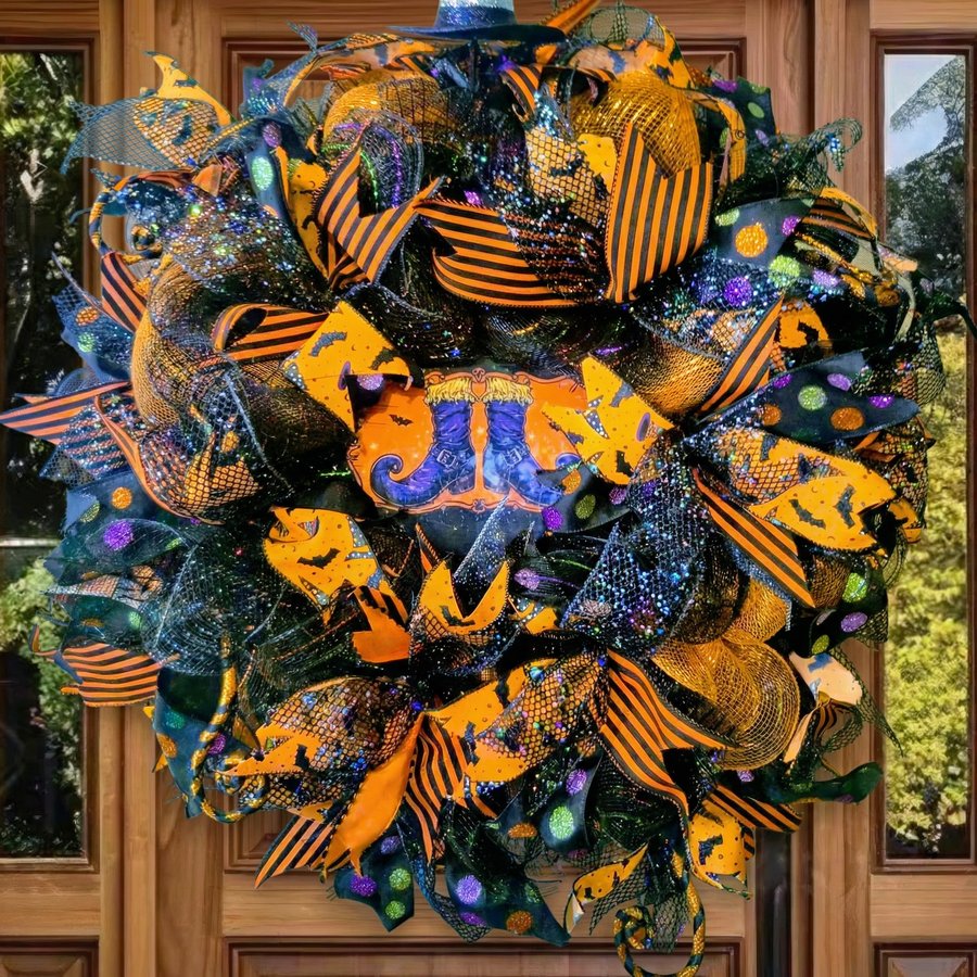Witch Boots Halloween Wreath