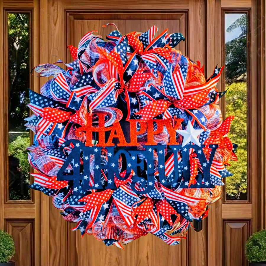 Happy 4th of July Deco Mesh Wreath
